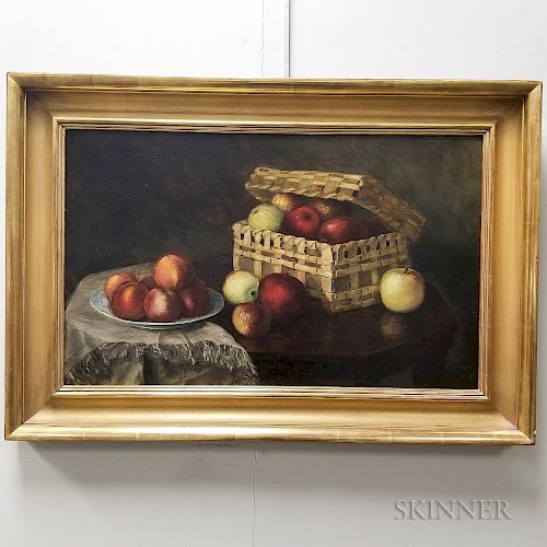 American School, 19th Century  Still Life with Basket of Fruit