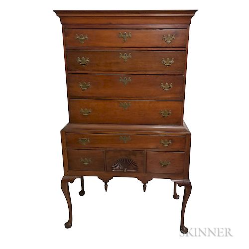 Queen Anne Fan-carved Cherry Flat-top High Chest