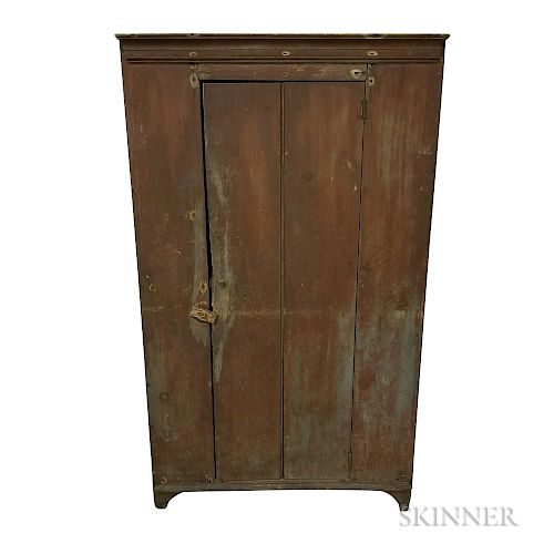 Country Red-painted Pine One-door Cupboard