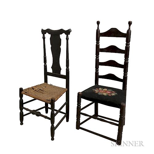 Two Black-painted Side Chairs