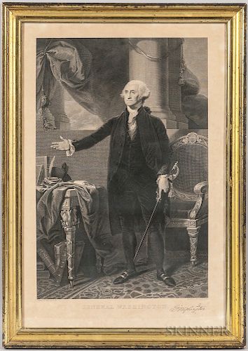 Framed I. Cary Print of George Washington