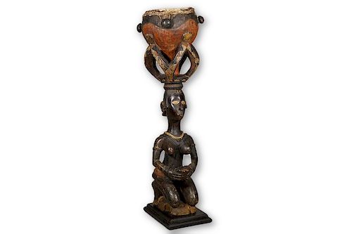 Baga Figural Drum with Base from Guinea