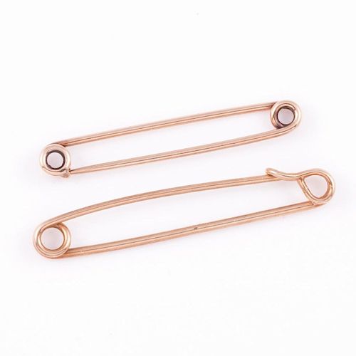 Two 14k gold safety pins, Tiffany & Co. and Krementz