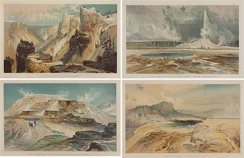 Thomas Moran 1837 - 1926 | Four Views of Yellowstone - Set of 4