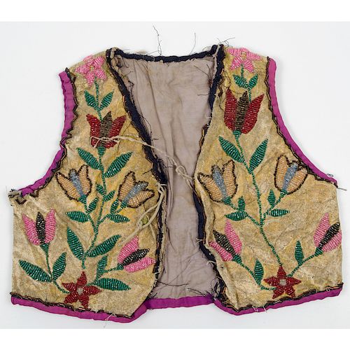 Northern Plains Child's Beaded Hide Vest, From an Old Nebraska Collection