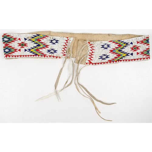 Sioux Beaded Hide Belt, From an Old Nebraska Collection
