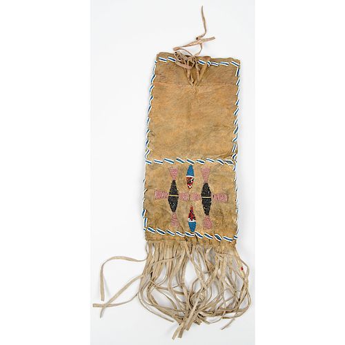 Plains Beaded Hide Tobacco Bag, From an Old Nebraska Collection
