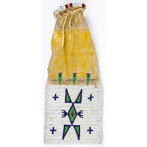 Plains Beaded Hide Tobacco Bag, From the Collection of William H. Saunders, M.D. and Putzi Saunders, Ohio