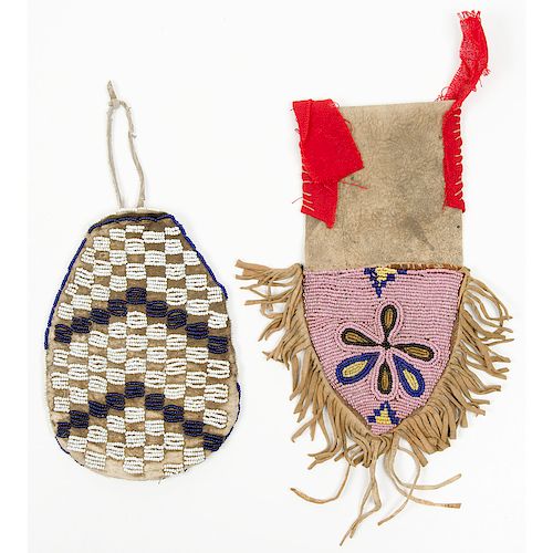 Plains Beaded Hide Pouches, From an Old Nebraska Collection