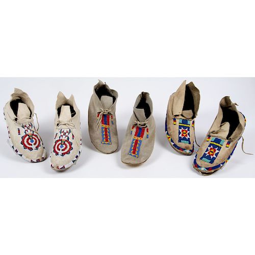 Cheyenne Beaded Hide Moccasins, From an Old Nebraska Collection