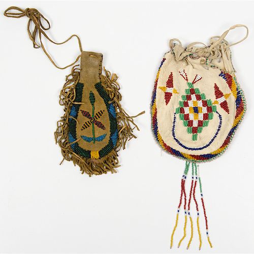 Apache Beaded Hide Bags, From an Old Nebraska Collection