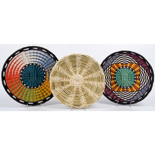 Third Mesa Hopi Basketry Plaques AND Tohono O'odham [Papago] Basketry Plate