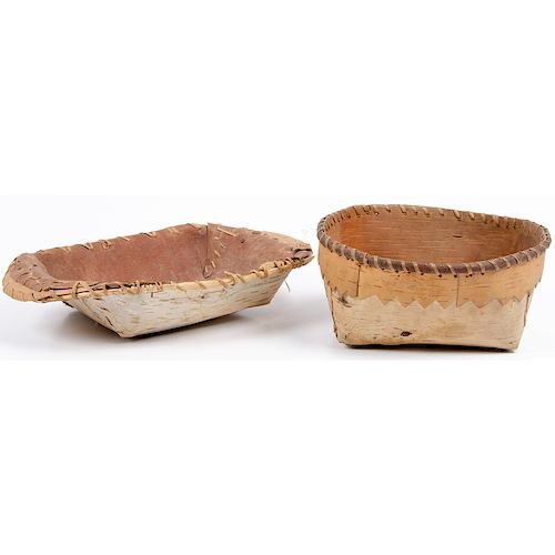Algonquin Birchbark Baskets and Canoe
