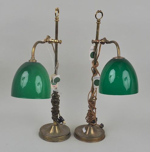 Pair Brass Adjustable Student Lamps