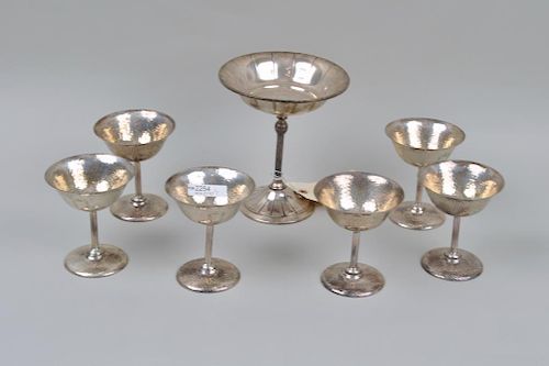 Six Sterling Galt & Bros Champagnes and a Tazza