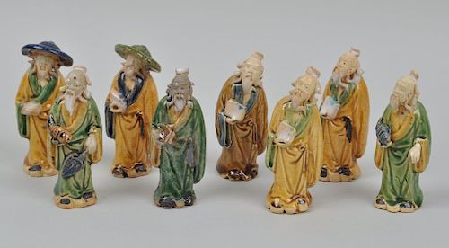 Group of Eight Chinese Mud Figures