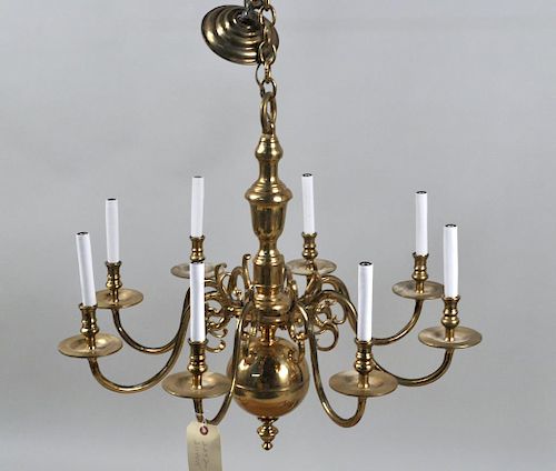Georgian Style Brass 8-Light Chandelier