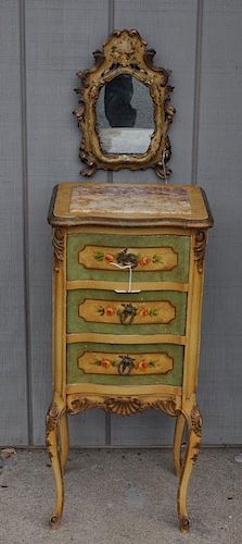 French Polychrome Small M/T Night Table/Mirror