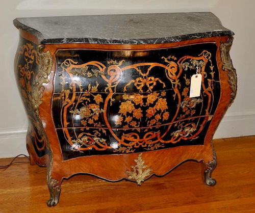 Louis XVI Style Decorated Inlaid M/T Commode