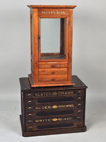 2 Store Display Cabinets, Clarks' & Potters' Silks
