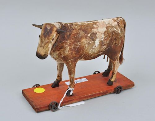 Vintage German Leather Cow Pull Toy