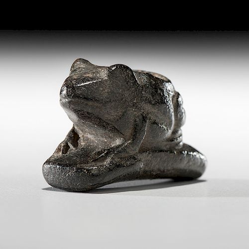 A Hopewell Frog Effigy Monitor Pipe, 1-3/4 in.
