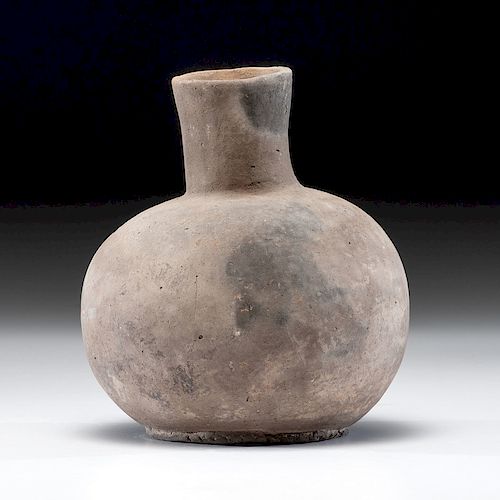 A Mississippian Greyware Pottery Bottle, 9-1/2 x 7-1/2 in.