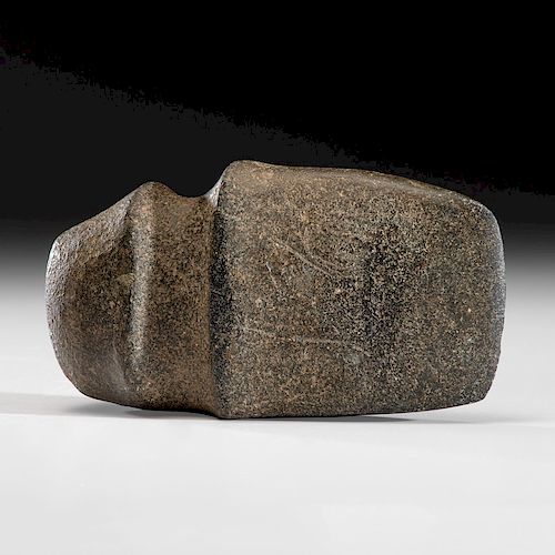 A Polished Granite 3/4 Grooved Axe with Raised Ridges, 8 in.