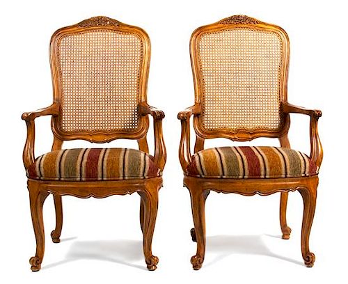 A Set of Six Louis XV Style Dining Chairs Height 42 inches.