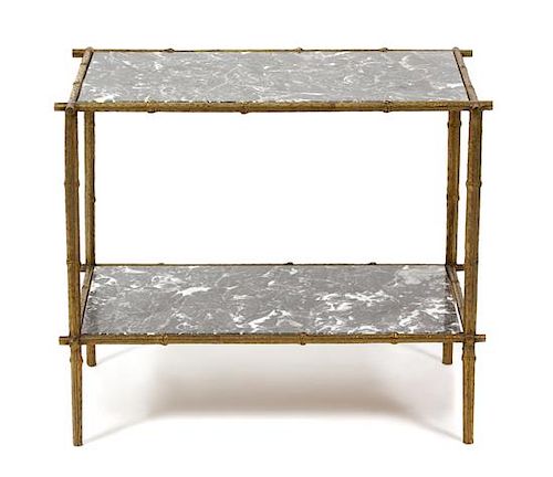 A Regency Style Gilt Metal and Marble Side Table Height 18 x width 22 x depth 14 inches.