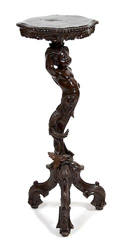 A Pair of Venetian Carved Wood Pedestals Height 36 inches.