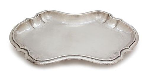 An Italian Silver Cartouche Shaped Tray, Buccellati, Italy, 20th Century,