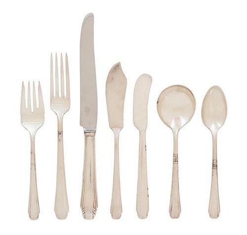 An American Silver Plate Flatware Service, Reed & Barton, 1931, in the Stylist pattern; 39 pieces total.