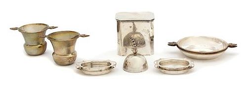 * A Miscellaneous Group of Silver Table Articles, Various Makers, 20th Century, comprising of four oval ashtrays monogrammed P,