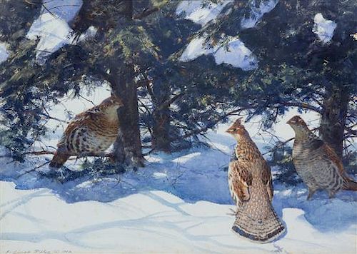 Aiden Lassell Ripley, (American, 1896-1969), Partridges in Snow