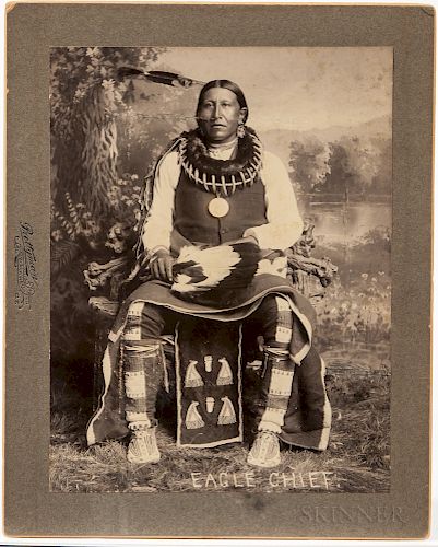 Large Photograph of Sac Fox Eagle Chief, Prettyman Studios, albumen print, photo 8 1/4 x 6 1/4 in.