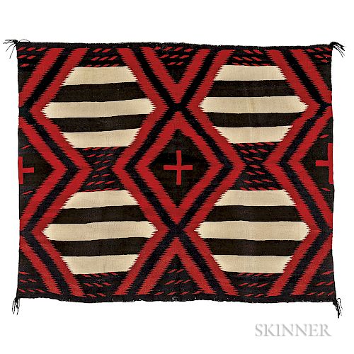 Navajo Man's Wearing Blanket, last quarter 19th century, woven in a third phase pattern, with serrated lattice pattern filled with str