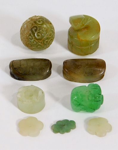 9PC Estate Chinese Carved Hardstone Jade Amulets