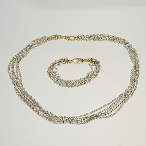 Lagos Caviar S.S. 18K Gold Necklace & Bracelet
