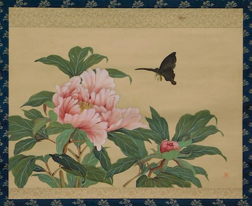 Chinese Butterfly Chrysanthemum Flower Painting