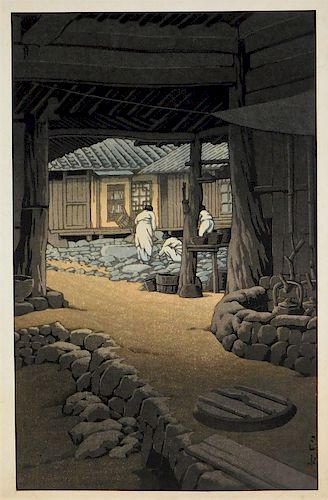 Hasui Kawase Chunum Temple Korea Woodblock Print