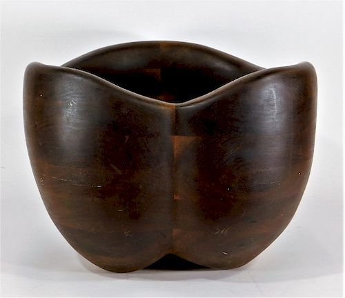MCM Organic Freeform Carved Hardwood Bowl