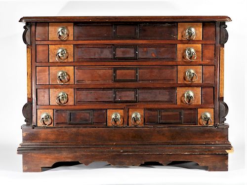 19C. Victorian Aesthetic Burl Walnut Spool Cabinet
