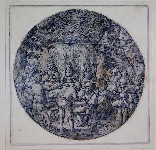 16C Hans Bol Peasants Wedding Feast Engraving
