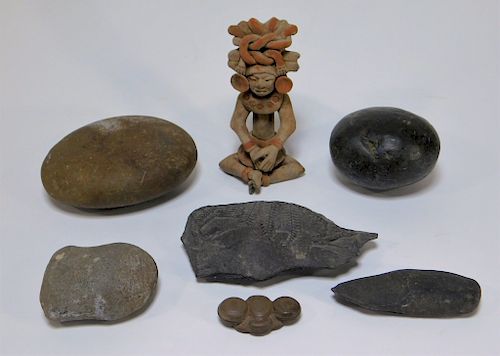 7PC Ancient America Pre-Columbian Artifact Fossil