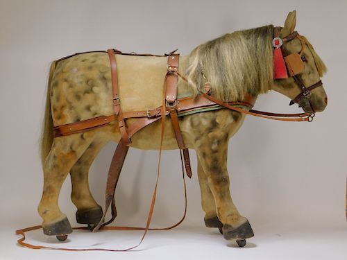 FINE C.1900 German Papier Mache Horse Ride On Toy