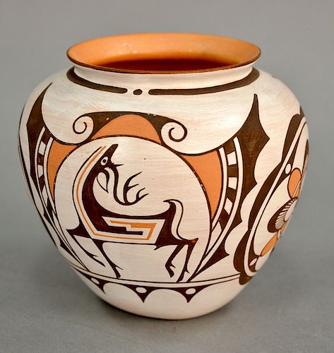 Acoma Olla signed and dated R. Nanoha 2001, height 6 inches.