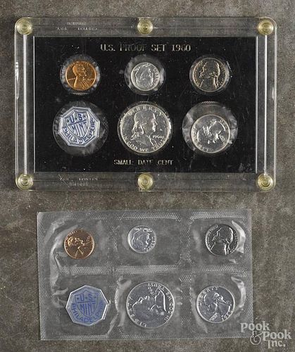 Two United States proof sets, 1960, small date.