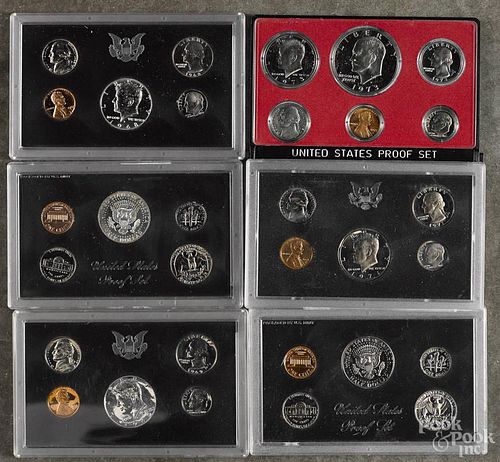 Six United States proof sets, to include a 1968, a 1969, a 1970, a 1971, a 1972, and a 1973.