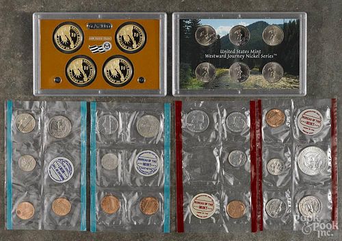 Four United States currency sets, to include a mint set, 1970 (missing a half dollar), a mint set,